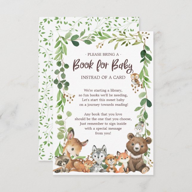 Sweet Woodland Animals Buchen für Babykarte Begleitkarte (Vorne/Hinten)