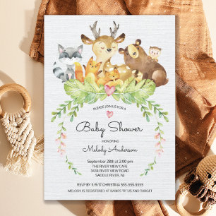 Sweet Woodland Animals Kinderdusche Einladung