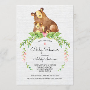 Sweet Woodland Bear Baby Dusche Einladung