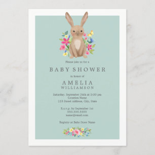Sweet Woodland Bunny Baby Dusche Einladung