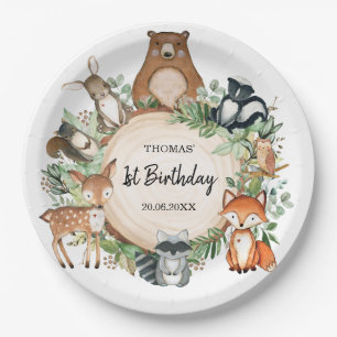 Sweet Woodland Forest Animals 1. Geburtstag Party Pappteller