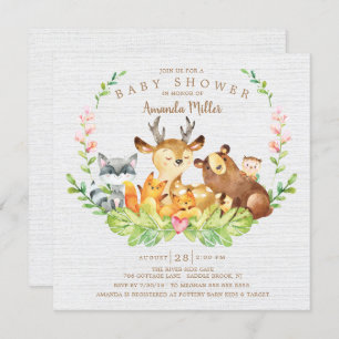 Sweet Woodland Forest Animals Baby Dusche Einladung