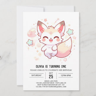 Sweet Woodland Fox 1. Geburtstag Einladung