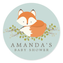Sweet Woodland Fox Baby Dusche Gefallen Siegel