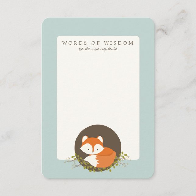 Sweet Woodland Fox Baby Shower Beilage Karte (Vorderseite)