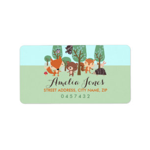 Sweet Woodland Friends Baby Shower Address Labels Adressaufkleber