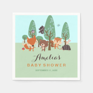 Sweet Woodland Friends Babydusche Napkins Serviette
