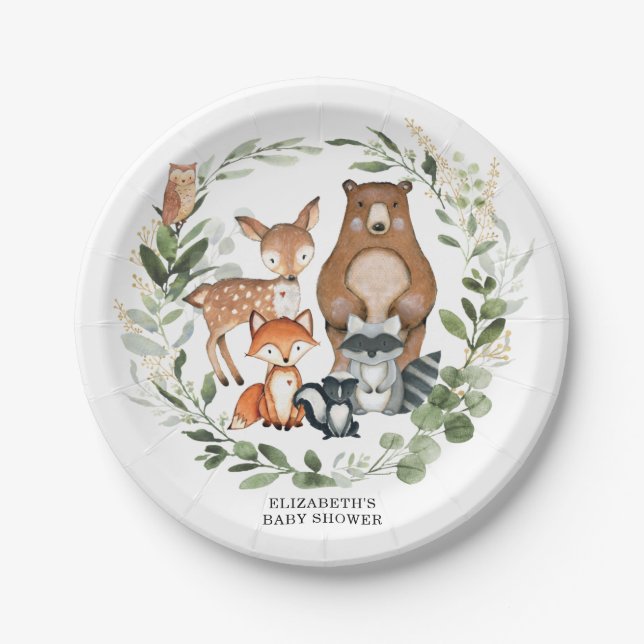 Sweet Woodland Greenerity Baby Shower Geburtstag Pappteller (Vorderseite)