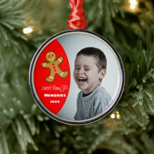sweet XmaS gingerbread man Custom YEAR Red Ornament Aus Metall