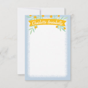 Sweet Yellow and Blue Floral Banner Stationery Einladung