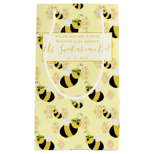 Sweet Yellow Bee and Honeycomb Baby Shower Favorit Kleine Geschenktüte (Vorderseite)
