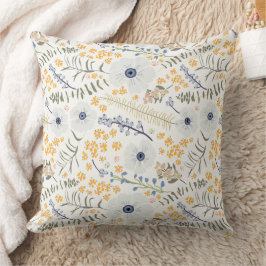 Sweet Yellow Blue Green Botanical Blume Throw Pi Kissen