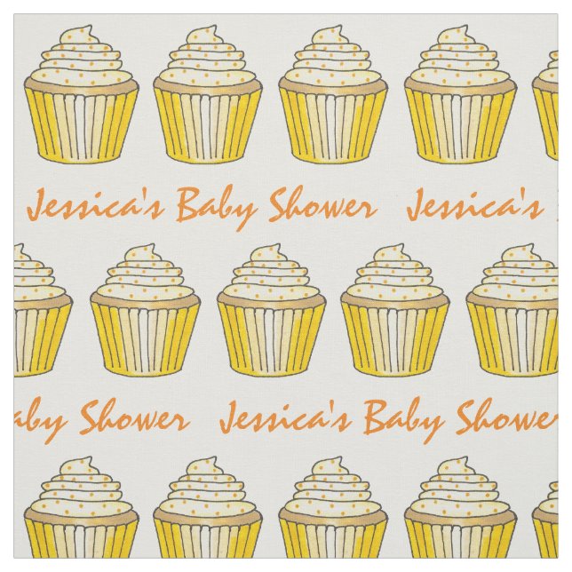 Sweet Yellow Cupcake Baby Brautparty Dessert Stoff (Muster)