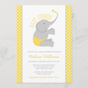Sweet Yellow Elephant Babydusche Einladungen
