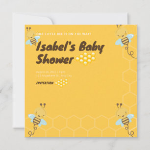 Sweet Yellow Honey Bee Floral Baby Dusche Einladung