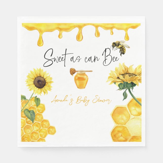 Sweet Yellow Honey Comb Sunflower Bee Baby Dusche Serviette (Vorderseite)