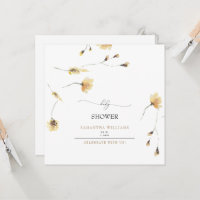 Sweet Yellow Peony Baby Shower Square