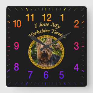 Sweet Yorkshire Terrier Quadratische Wanduhr