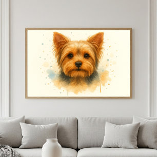Sweet Yorkshire Terrier Watercolor Portrait Poster