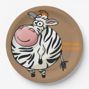 Sweet Zebra Cartoon Design Pappteller