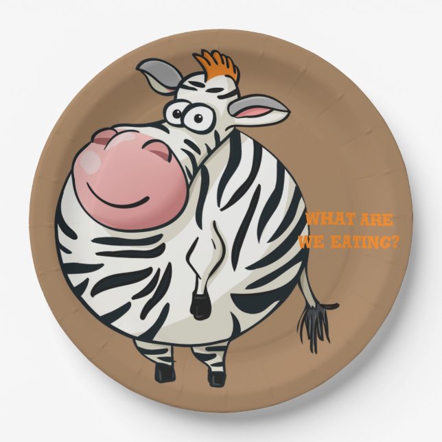 Sweet Zebra Cartoon Design Pappteller (Vorderseite)