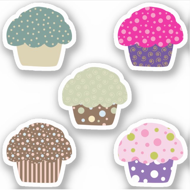 Sweet Zuckerguss Cupcake Illustration Design Aufkleber (Vorderseite)