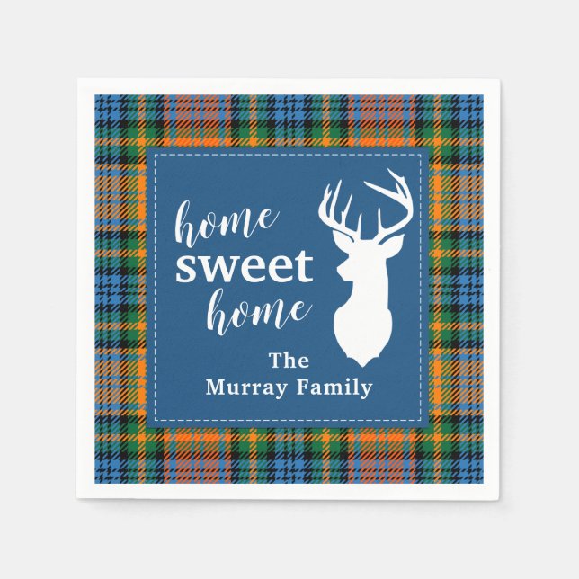 Sweet Zuhause Tartan Clan Murray Personalisiert Ka Serviette (Vorderseite)