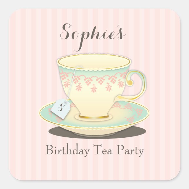 Sweetchic Birthday Teacup Tee Party Sticker (Vorderseite)