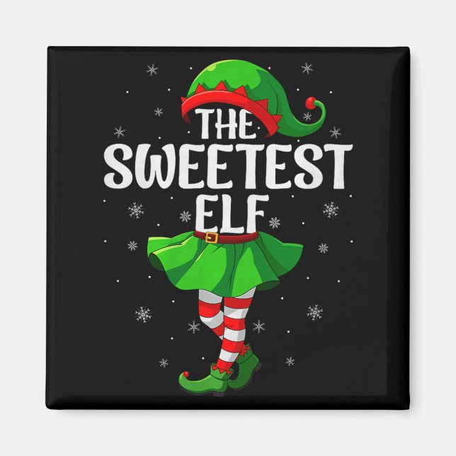 Sweetest Elf Christmas Girls Women Elf Squad Xmas  Magnet (Vorne)
