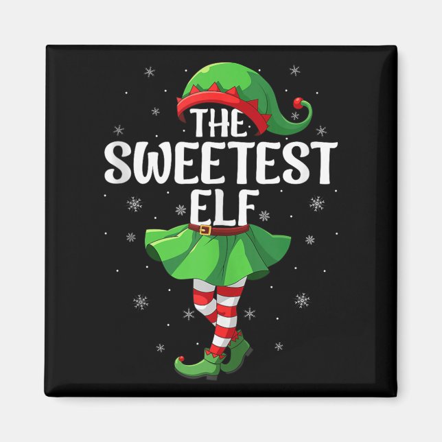 Sweetest Elf Christmas Girls Women Elf Squad Xmas  Magnet (Vorne)