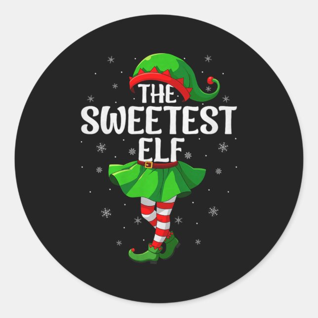 Sweetest Elf Christmas Girls Women Elf Squad Xmas  Runder Aufkleber (Vorderseite)