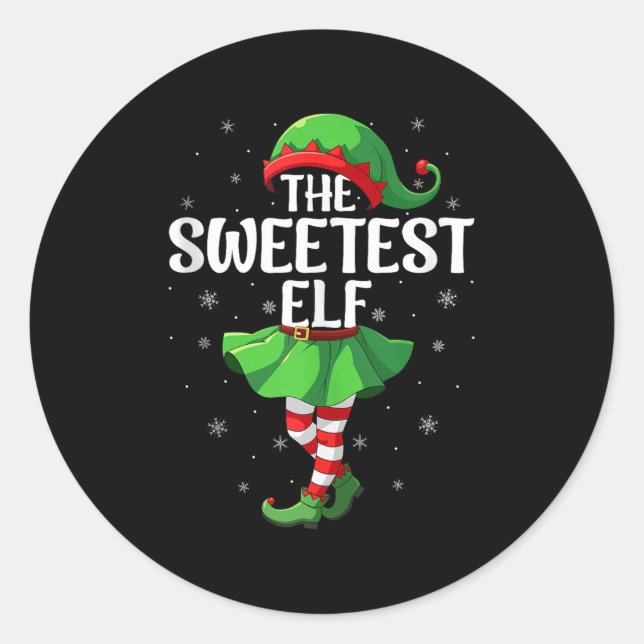 Sweetest Elf Christmas Girls Women Elf Squad Xmas  Runder Aufkleber (Vorderseite)