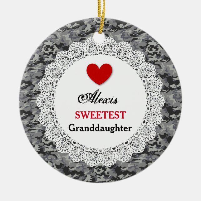 Sweetest Grandtochter Silver Black Camouflage A5 Keramikornament (Vorne)