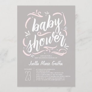 Sweetest Gray and Pink Baby Shower Einladung