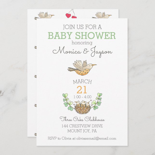 Sweetest Mama Bird fliegen über Nest Baby Dusche Einladung (Vorne/Hinten)