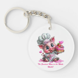 Sweetest Mom Pig Chef Keychain Schlüsselanhänger