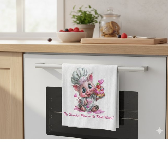 Sweetest Mom Pig Chef Kitchen Towel Geschirrtuch (Von Creator hochgeladen)