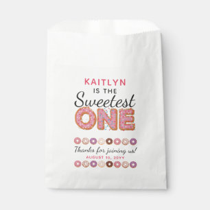 SWEETEST ONE Pink Iced Donuts Baby First Birthday Geschenktütchen