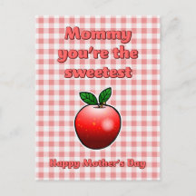 Sweetest Red Apple Mütter Day Postcard