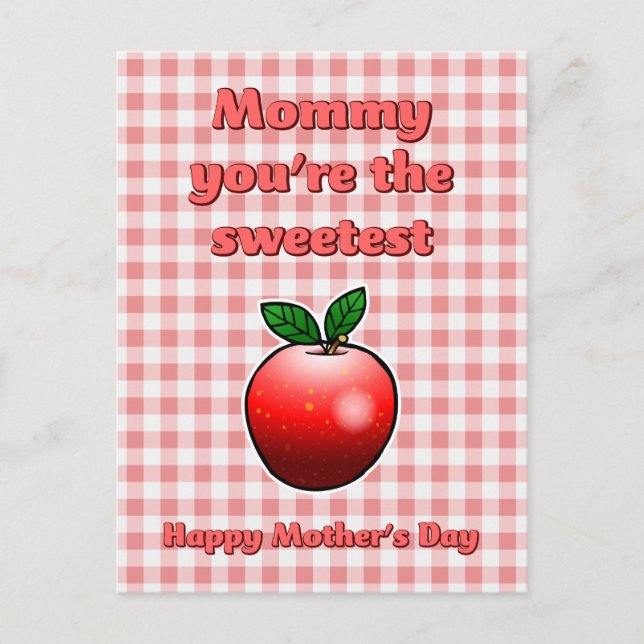 Sweetest Red Apple Mütter Day Postcard Feiertagspostkarte (Vorderseite)