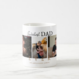 SWEETEST VATER JE CUSTOM 3 FOTOS WEISS KAFFEETASSE