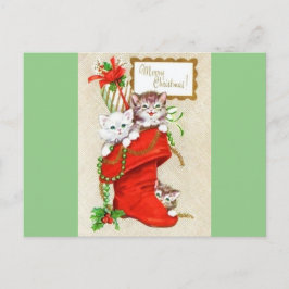 Sweetest Vintage Christmas Kittens Feiertagspostkarte