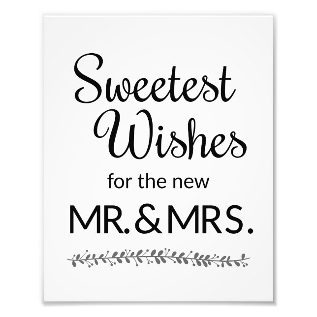 Sweetest wünscht neuen Herrn und Frau Wedding Sign Fotodruck (Vorne)