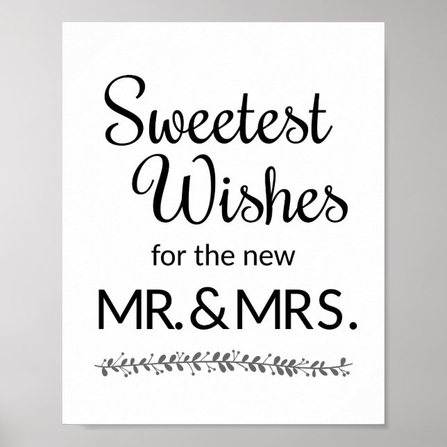 Sweetest wünscht neuen Herrn und Frau Wedding Sign Poster (Vorne)