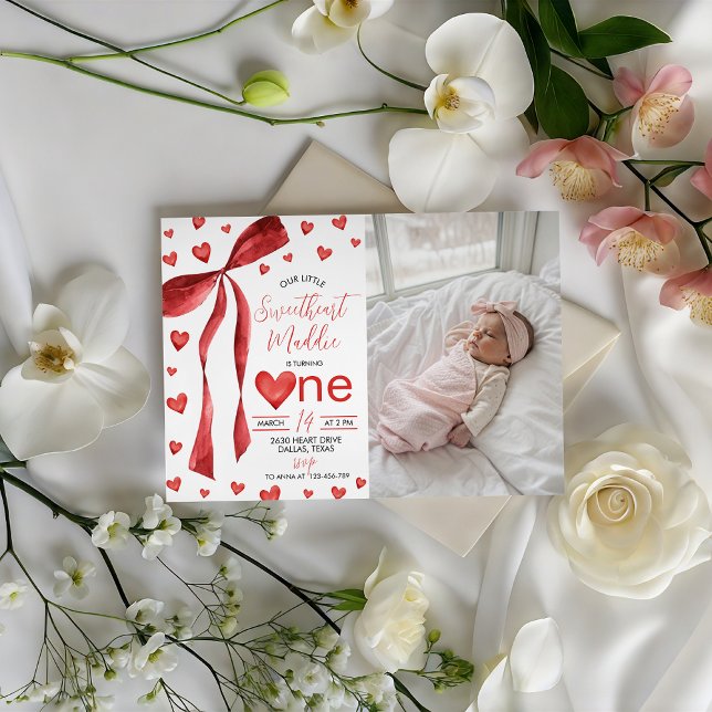 Sweetheart 1st Birthday Photo Invite Einladung (Von Creator hochgeladen)