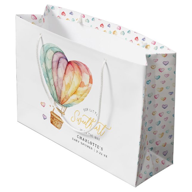 Sweetheart Baby Dusche Große Geschenktasche Große Geschenktüte (Rückseite Schrägansicht)
