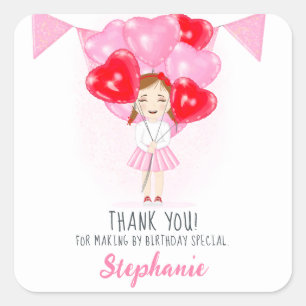 Sweetheart Balloon Birthday Quadratischer Aufkleber