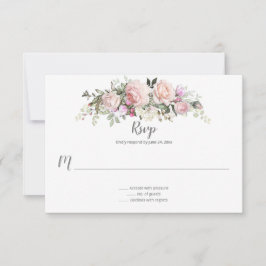 Sweetheart Blush Bloral Bouquet Pale Green Back RSVP Karte