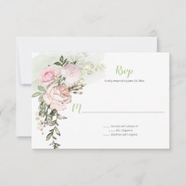 Sweetheart Blush Bloral Drop Hochzeit RSVP Karte