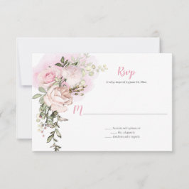 Sweetheart Blush Bloral Drop Hochzeit RSVP Karte